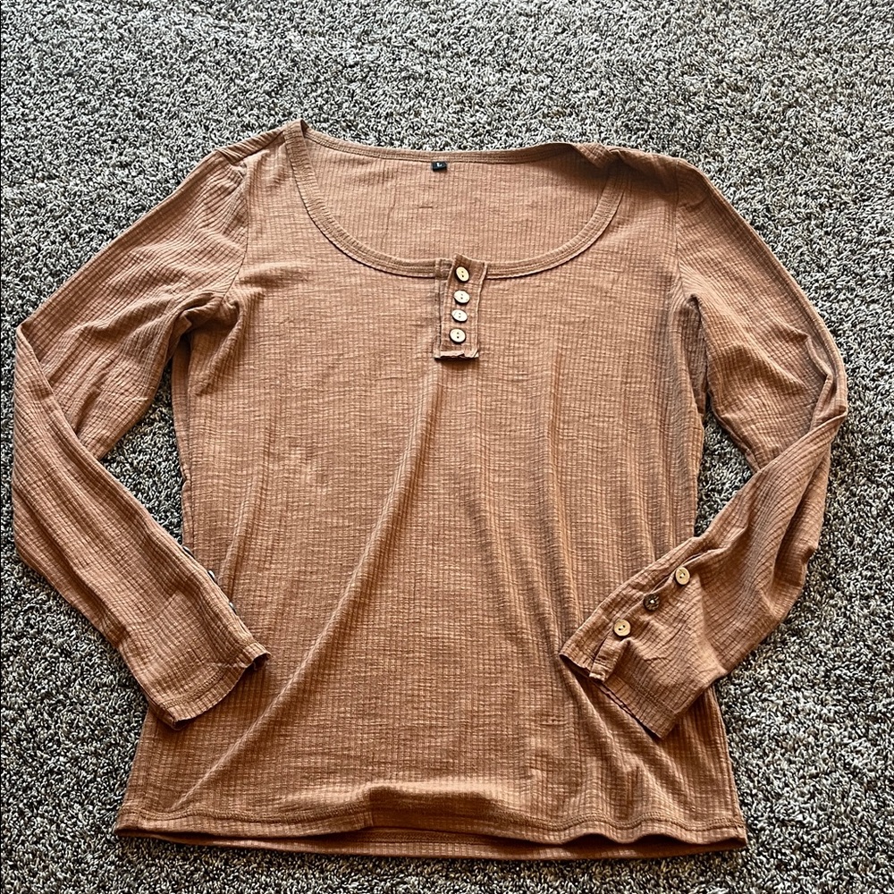 Elegant Tan Long Sleeve Top